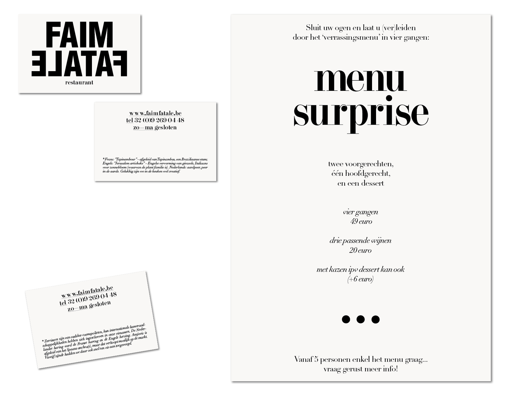 Faim Fatale menu and businesscard design Lauren Grusenmeyer Faim Fatale menu and businesscard design Lauren Grusenmeyer